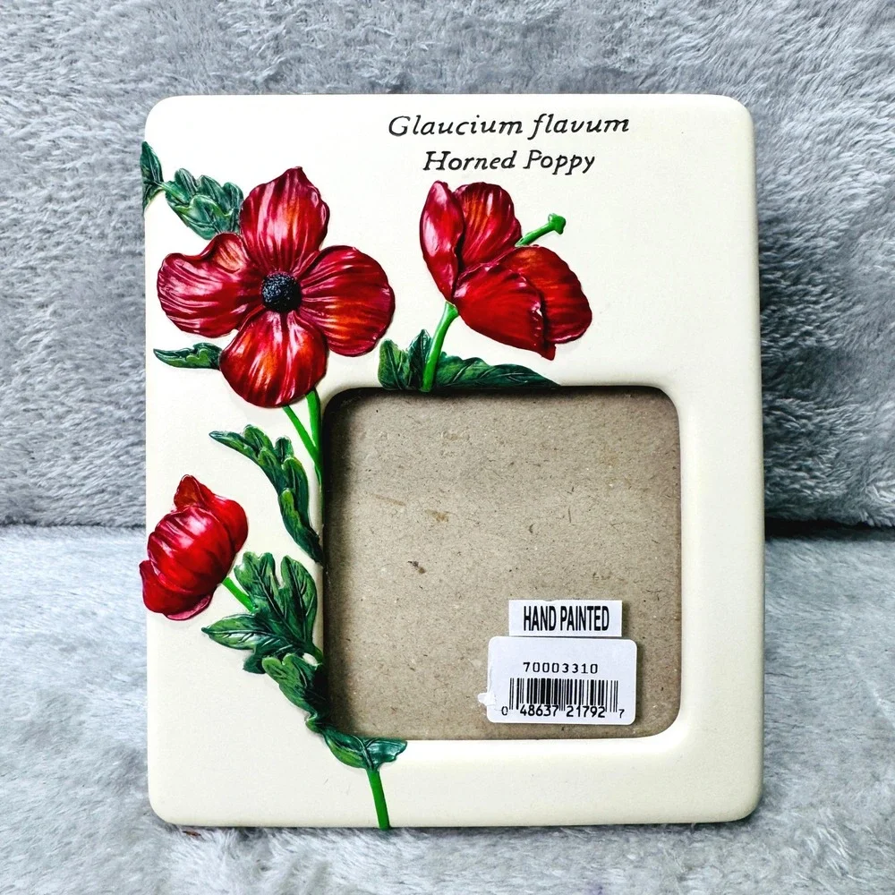 Horned Poppy Glaucium Flavum Carr Hand Painted Ceramic Frame‎ Burnes of Boston